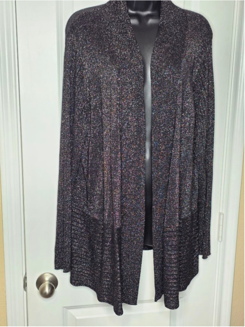 Avenue Black Multicolor Sparkle Cardigan Women’s Plus Size 18/20 - Picture 2 of 6